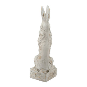 English Elm 10.2X9.1x29.9 Magnesium Sitting Rabbit Statue Weathered Antique White Pedestal Garden W2078P554655
