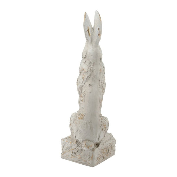English Elm 10.2X9.1x29.9 Magnesium Sitting Rabbit Statue Weathered Antique White Pedestal Garden W2078P554655