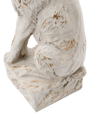 English Elm 10.2X9.1x29.9 Magnesium Sitting Rabbit Statue Weathered Antique White Pedestal Garden W2078P554655