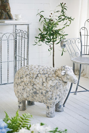 English Elm 25.8X13.2x18.1 Cast Magnesium Sheep Figurine Distressed Farmhouse Estate Garden Decor W2078P554747