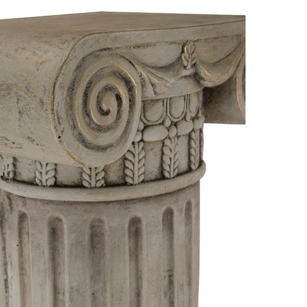 English Elm 12.8X10x30.9 Neoclassical Ribbed Column Pedestal in Antique White with Gold Scrollwork Accent W2078P555456