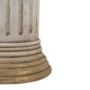 English Elm 12.8X10x30.9 Neoclassical Ribbed Column Pedestal in Antique White with Gold Scrollwork Accent W2078P555456