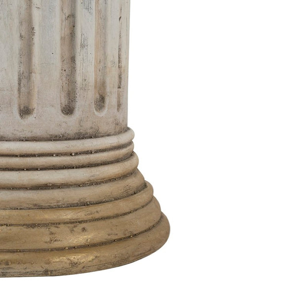 English Elm 12.8X10x30.9 Neoclassical Ribbed Column Pedestal in Antique White with Gold Scrollwork Accent W2078P555456
