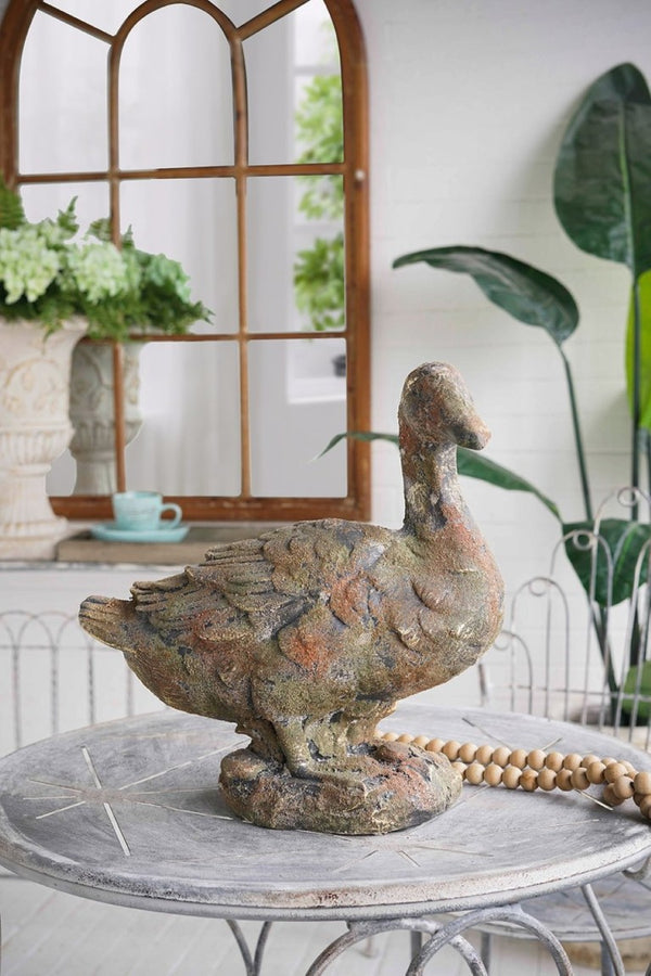 English Elm 15X8.3x15 Farmhouse Duck Sculpture Weathered Patina Magnesium Antique Rustic Decor W2078P555522