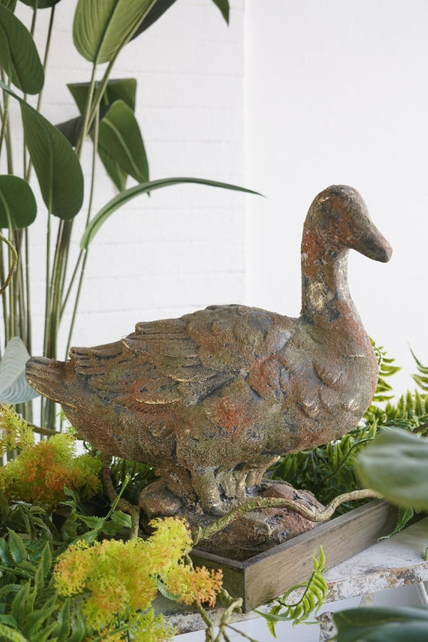 English Elm 15X8.3x15 Farmhouse Duck Sculpture Weathered Patina Magnesium Antique Rustic Decor W2078P555522