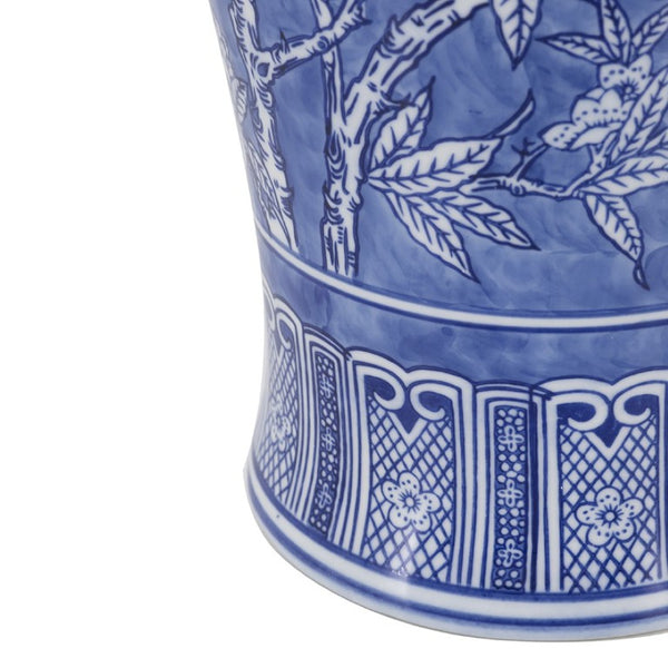 English Elm D9.1x24.4 Handpainted Cobalt Chinoiserie Porcelain Floor Vase with Pomegranate Botanical Motifs W2078P556185