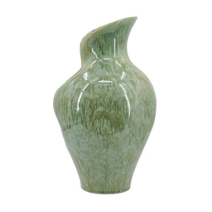 English Elm D9.8x16.5 Tall Sculptural Ceramic Vase with Reactive Sage Glaze for Entryway or Mantle W2078P556200