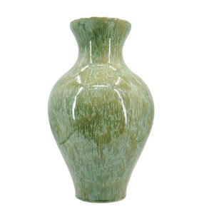 English Elm D9.8x16.5 Tall Sculptural Ceramic Vase with Reactive Sage Glaze for Entryway or Mantle W2078P556200