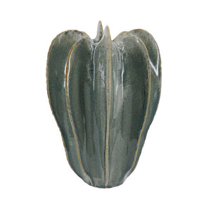 English Elm D8.9x12.8 Saguaro Silhouette Ceramic Vase Ribbed Artisan Glaze Sculptural Mantel Accent W2078P556206