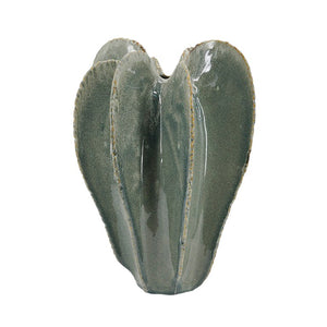 English Elm D11.6x15.7 Saguaro Ribbed Ceramic Urn Sage Reactive Glaze Sculptural Floor Vase W2078P556209