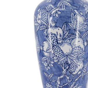 English Elm D7.7x20.3 Tall Chinoiserie Porcelain Vase Handpainted Blue White Floral Motif W2078P556211