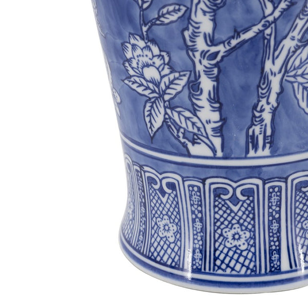 English Elm D7.7x20.3 Tall Chinoiserie Porcelain Vase Handpainted Blue White Floral Motif W2078P556211