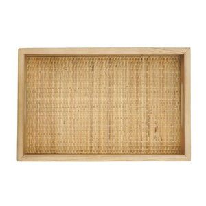 English Elm Set of 2 Handwoven Rattan Nesting Trays with Cutout Handles for Boho Home Styling W2078P558195