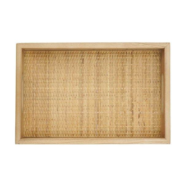 English Elm Set of 2 Handwoven Rattan Nesting Trays with Cutout Handles for Boho Home Styling W2078P558195