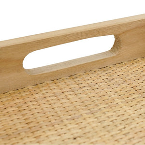 English Elm Set of 2 Handwoven Rattan Nesting Trays with Cutout Handles for Boho Home Styling W2078P558195