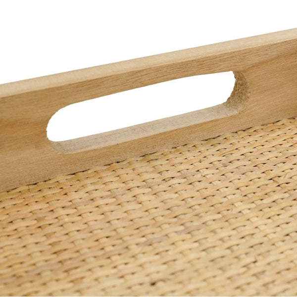 English Elm Set of 2 Handwoven Rattan Nesting Trays with Cutout Handles for Boho Home Styling W2078P558195