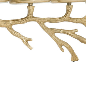 English Elm 25.6X5.9x10.4 Gold Branch Candelabra Five Hurricane Holders Cast Aluminum Sculptural W2078P558333