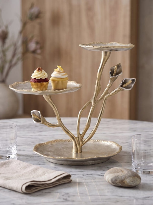 English Elm 14X11x14 Cast Aluminum Calla Lily Three Tier Tray Stand Art Nouveau Vanity Accent W2078P558419