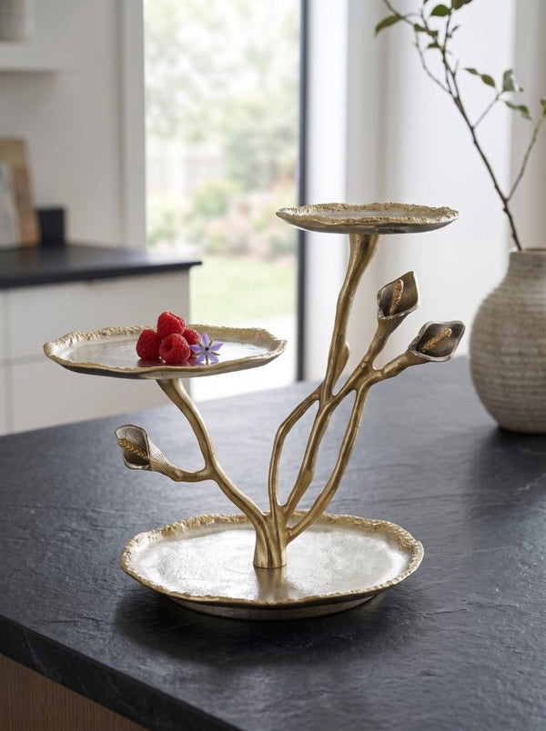 English Elm 14X11x14 Cast Aluminum Calla Lily Three Tier Tray Stand Art Nouveau Vanity Accent W2078P558419