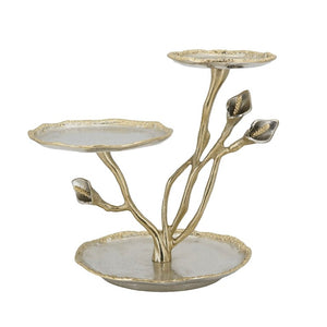 English Elm 14X11x14 Cast Aluminum Calla Lily Three Tier Tray Stand Art Nouveau Vanity Accent W2078P558419