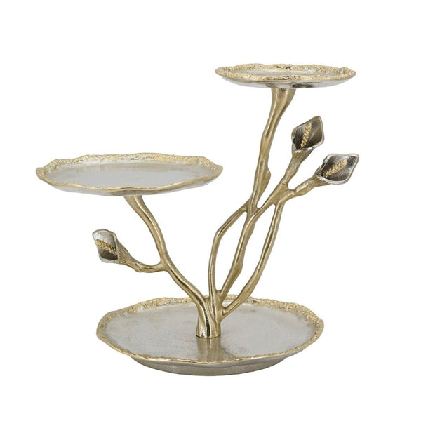 English Elm 14X11x14 Cast Aluminum Calla Lily Three Tier Tray Stand Art Nouveau Vanity Accent W2078P558419