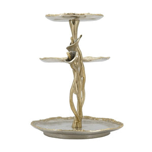 English Elm 14X11x14 Cast Aluminum Calla Lily Three Tier Tray Stand Art Nouveau Vanity Accent W2078P558419