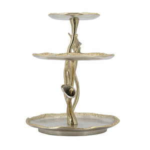 English Elm 14X11x14 Cast Aluminum Calla Lily Three Tier Tray Stand Art Nouveau Vanity Accent W2078P558419