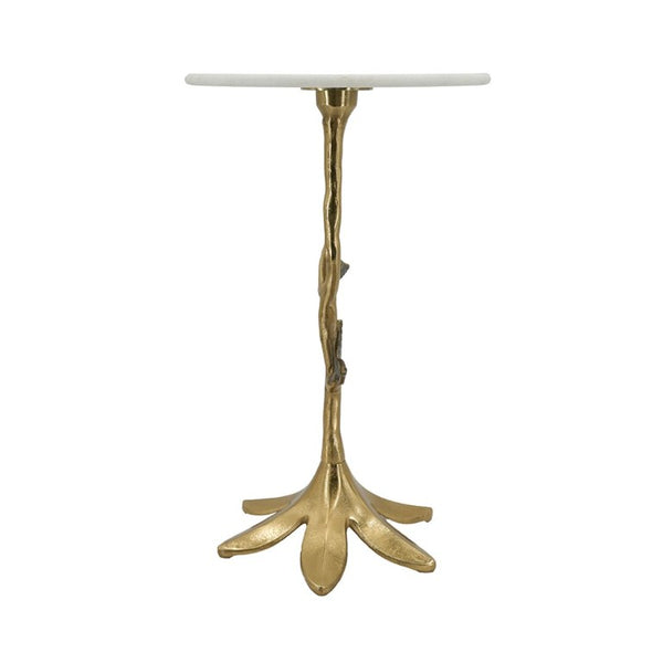 English Elm 14X14x23.6 Sculptural Golden Branch Pedestal Table with White Marble Top for Living Room W2078P558471