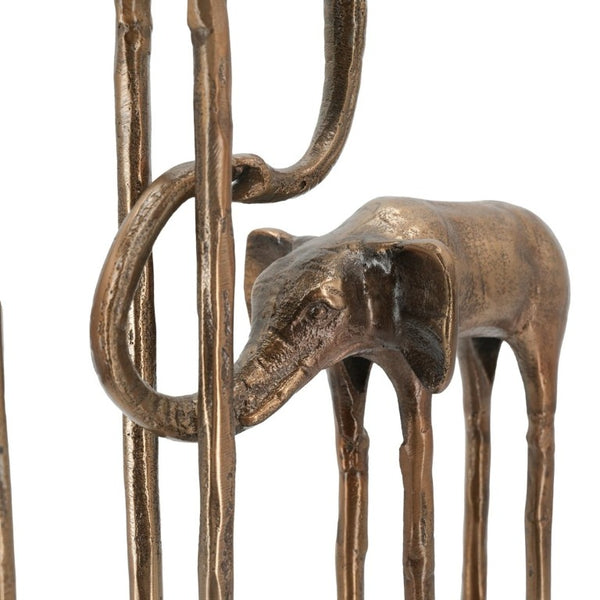 English Elm 10X3.9x18.1 Aluminum Elephant Parent Calf Sculpture Antique Bronze Artisan Finish Decor W2078P561517