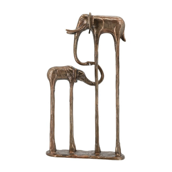 English Elm 10X3.9x18.1 Aluminum Elephant Parent Calf Sculpture Antique Bronze Artisan Finish Decor W2078P561517