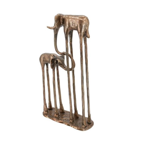 English Elm 10X3.9x18.1 Aluminum Elephant Parent Calf Sculpture Antique Bronze Artisan Finish Decor W2078P561517