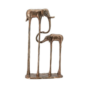 English Elm 10X3.9x18.1 Aluminum Elephant Parent Calf Sculpture Antique Bronze Artisan Finish Decor W2078P561517