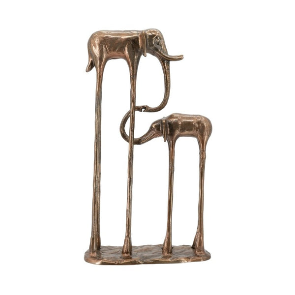 English Elm 10X3.9x18.1 Aluminum Elephant Parent Calf Sculpture Antique Bronze Artisan Finish Decor W2078P561517