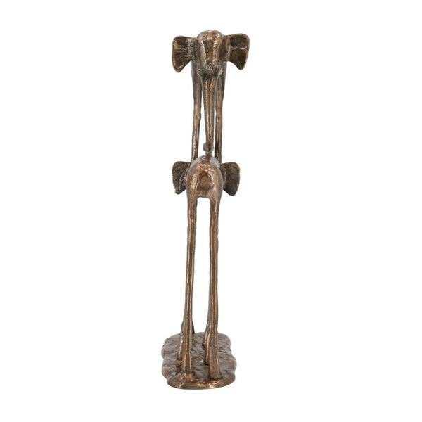 English Elm 10X3.9x18.1 Aluminum Elephant Parent Calf Sculpture Antique Bronze Artisan Finish Decor W2078P561517