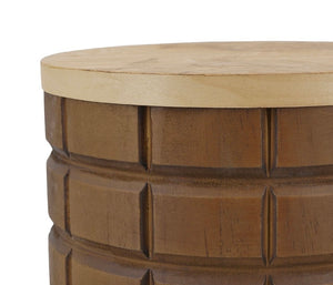 English Elm Set of 2 Hand-Carved Pine Storage Boxes with Olive Wood Veneer Lids for Shelf Decor W2078P561945