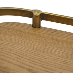English Elm Set of 2 Oval Ash Wood Veneer Trays with Mixed Metal Rails for Stylish Layered Display W2078P562153