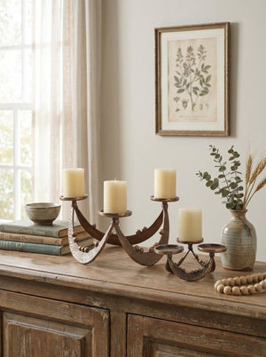 English Elm Set of 2 Bronze Cast Aluminum Tripod Tealight Holders with Beaded Artisan Detail W2078P562333
