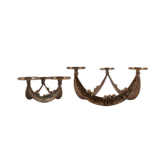 English Elm Set of 2 Bronze Cast Aluminum Tripod Tealight Holders with Beaded Artisan Detail W2078P562333