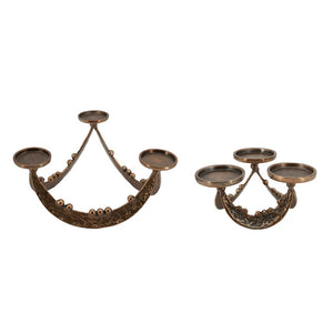 English Elm Set of 2 Bronze Cast Aluminum Tripod Tealight Holders with Beaded Artisan Detail W2078P562333