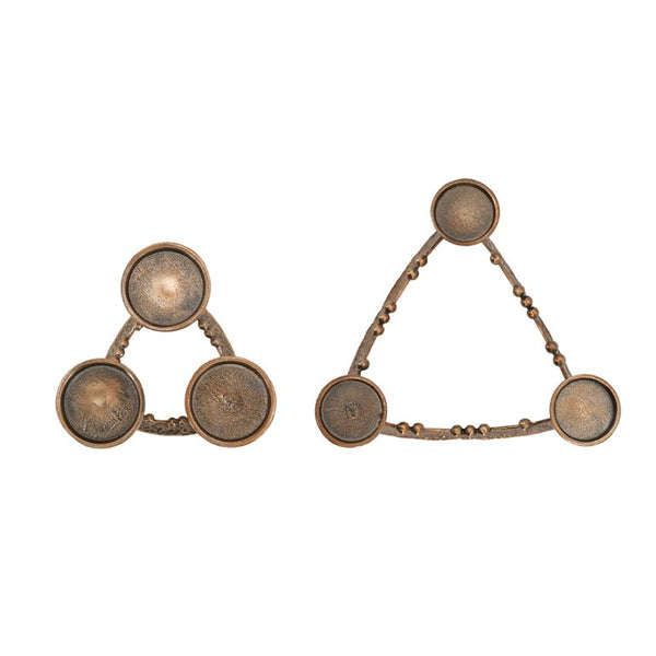 English Elm Set of 2 Bronze Cast Aluminum Tripod Tealight Holders with Beaded Artisan Detail W2078P562333