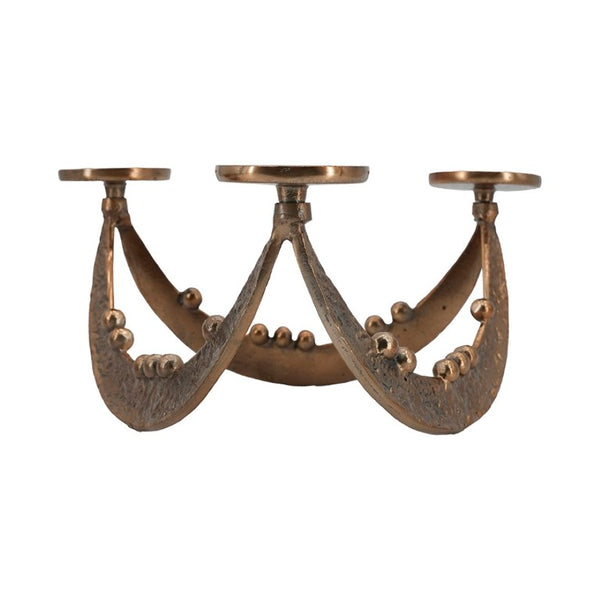 English Elm Set of 2 Bronze Cast Aluminum Tripod Tealight Holders with Beaded Artisan Detail W2078P562333