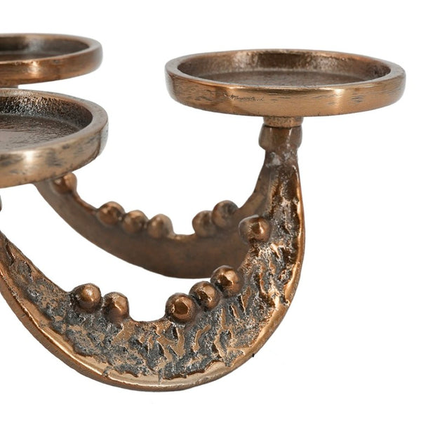 English Elm Set of 2 Bronze Cast Aluminum Tripod Tealight Holders with Beaded Artisan Detail W2078P562333