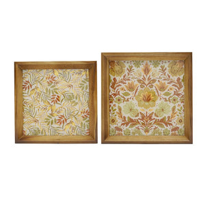 English Elm Set of 2 Acacia Wood Mirrored Trays with Botanical Etching for Elegant Home Styling W2078P566701