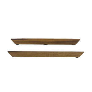 English Elm Set of 2 Acacia Wood Mirrored Trays with Botanical Etching for Elegant Home Styling W2078P566701