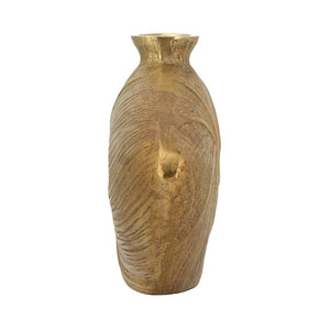 English Elm 16X4.5x8.8 Sculptural Aluminum Vase Embossed Metallic Gold Swirl Mantel Accent W2078P569089