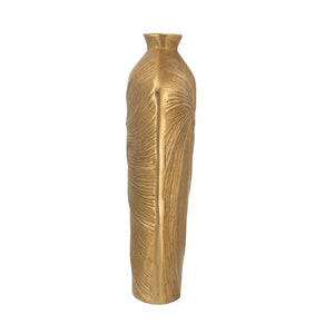 English Elm 9.5X5.2x18 Tall Tapered Aluminum Floor Vase Hand Embossed Gold Swirl Glam Accent W2078P569090