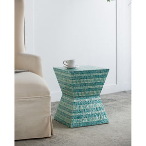 English Elm 14X14x18 Capiz Shell Inlay Pedestal Stool Luminous Coastal Accent for Living Spaces W2078P575632