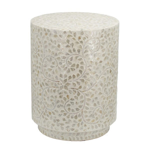 English Elm 14X14x18 Capiz Shell Cylindrical Accent Stool Iridescent Coastal Boho Side Table W2078P575755
