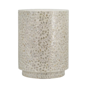 English Elm 14X14x18 Capiz Shell Cylindrical Accent Stool Iridescent Coastal Boho Side Table W2078P575755