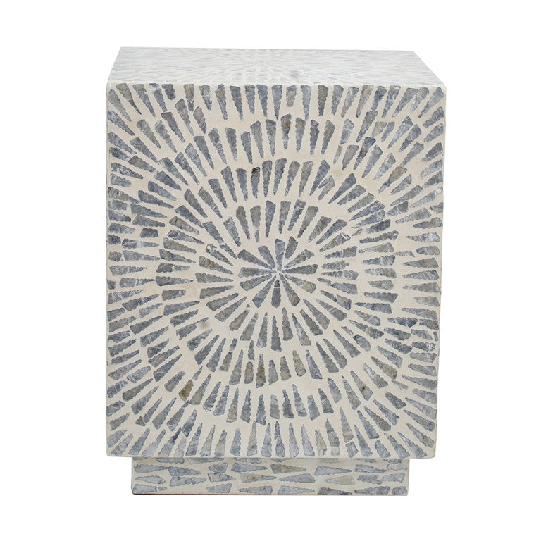 English Elm 14X14x18 Capiz Shell Starburst Accent Stool with Iridescent Inlay for Coastal Living Rooms W2078P575783